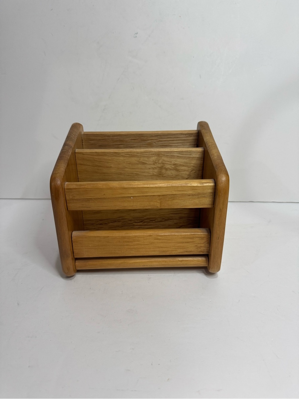 Vintage Solid Wood Desktop Letter Holder | Mail & Paper Organizer